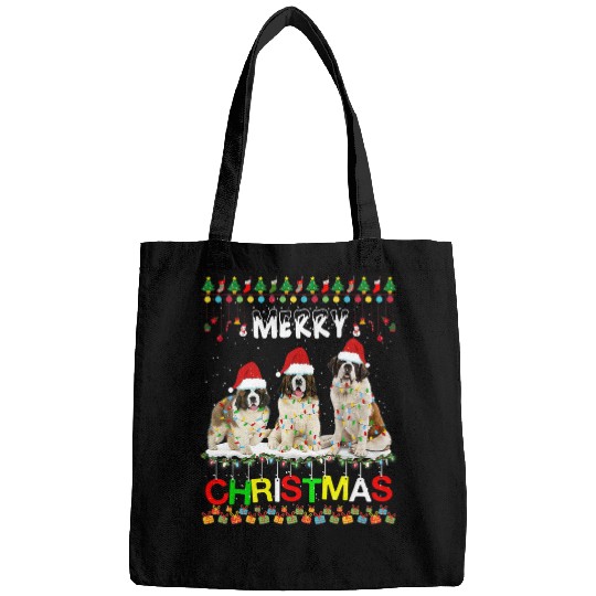 Dog Saint Bernard Christmas Tree Light Pajama xmass Dog Bags