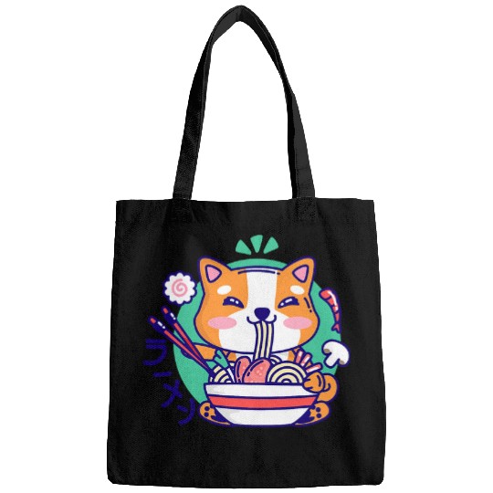 Dog Akita Kawaii akita dog eat Ramen Anime Japanese Noodle Funny Bags