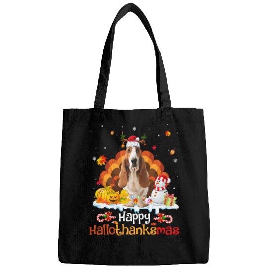 Dog Basset Hound HalloThanksMas Halloween Thanksgiving Christmas Basset Hound 520 Bags