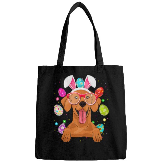 Dog Vizsla Cute Bunny Vizsla Dog Face Easter Eggs Easter Day Bags