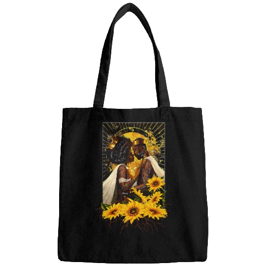 Black King Queen Sunflowers BHM BLM Pride Afro Women Men Bags
