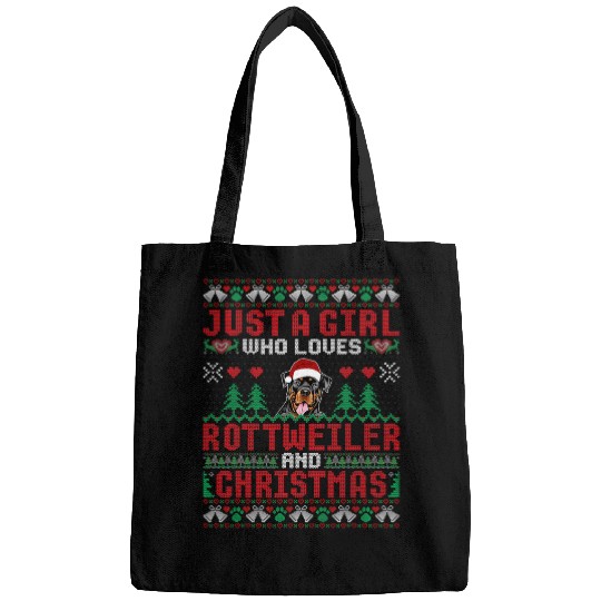 Dog Rottweiler Just A Girl Who Loves Rottweiler And Christmas Pet Dog Bags
