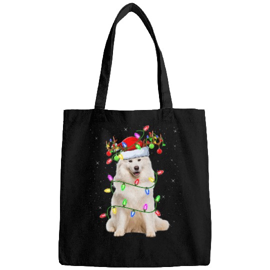 Dog Samoyed Lover xmass Lighting Santa Samoyed Christmas Bags