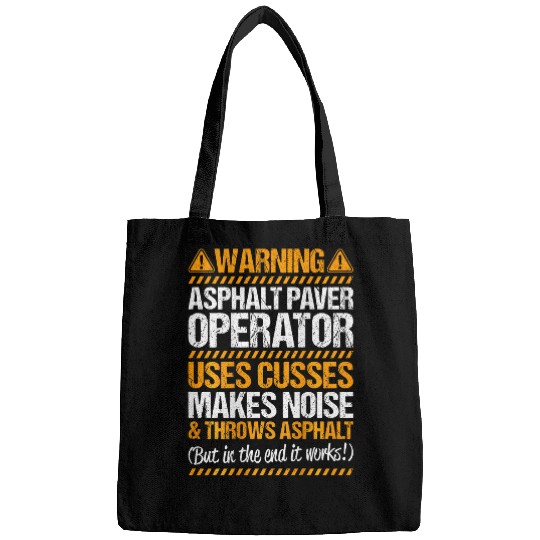 Paving Road Worker Throws Asphalt Asphalt Paver Operator Bags