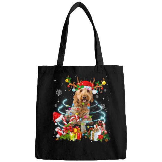 Dog Goldendoodle Reindeer Christmas Tree Lights Pajama Dog xmass 197 Bags
