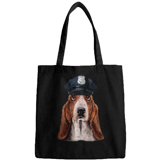 Basset Hound Dog in Police Officer Hat Bags