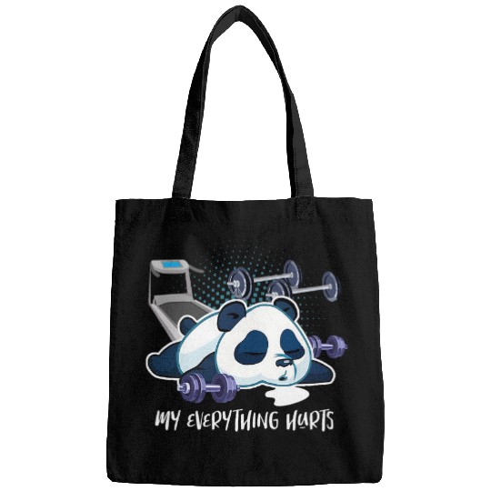 Funny Bear My Everything Hurts Barbel Treadmill Panda Bear Shrub Roll Cute Bears Bags