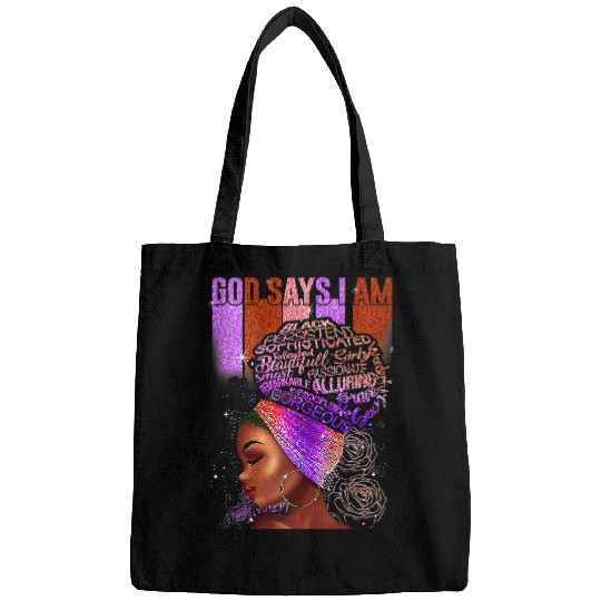 Christian Black Girl God Says I Am Black Melanin History Month Pride 2 2 Christ Bags
