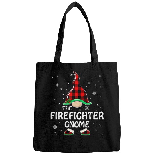 Fireman Firefighter Gnome buffalo plaids Matching Family Christmas Firemen Bags