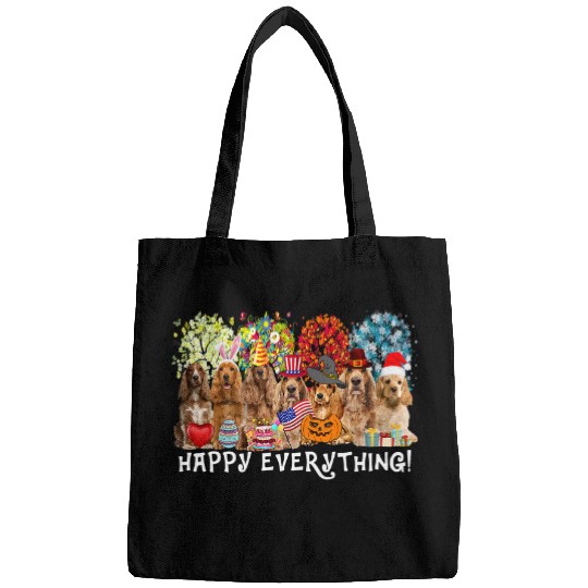 Dog Cocker Spaniel Happy Everything Cocker Spaniel Dog Seasons All Year Tree Lo33 Bags