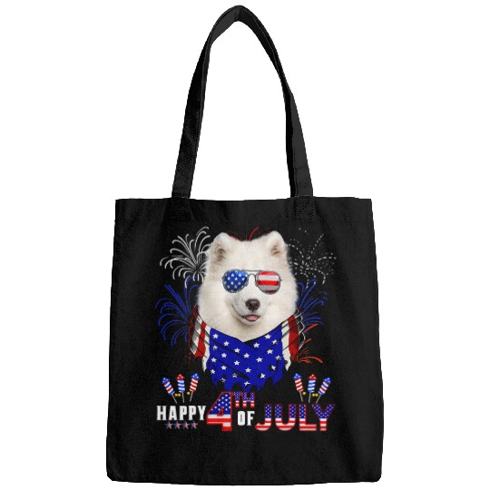 Dog Samoyed Happy 4th Of July American Flag Samoyed Dog Sunglasses Bags