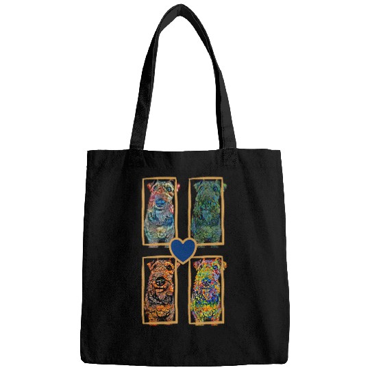 Dog Airedale Terrier 4 Seasons Pop Art Bags