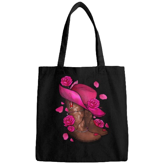 Floral Pink Cowgirls Boots And Hat Valentines Western Country30 Bags