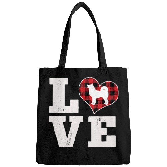 Dog Akita Love Akita Dog Lover Gifts Dog buffalo plaids Valentines Day Bags