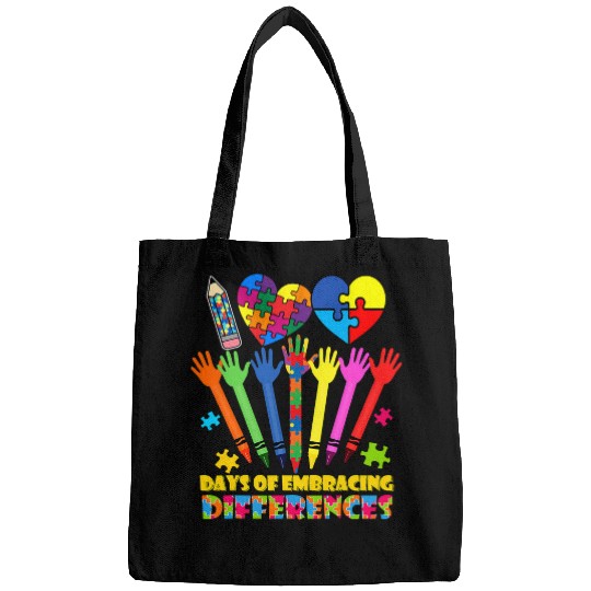 Autism 100 Days Of Embracing Differences Sped Teacher Autism Kids 2 Neurodiverse 9 Bags
