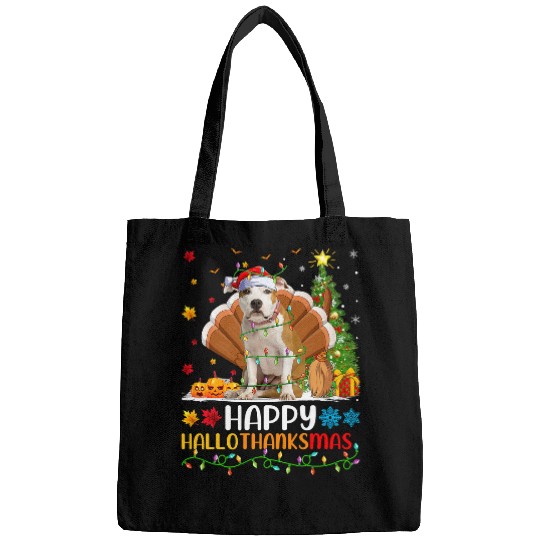 Dog Staffordshire Funny Happy Staffordshire Bull Terrier Dog HelloThanksMas Bags