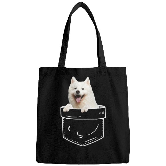 Dog Samoyed In Pocket Samoyed Dog Lover Bags