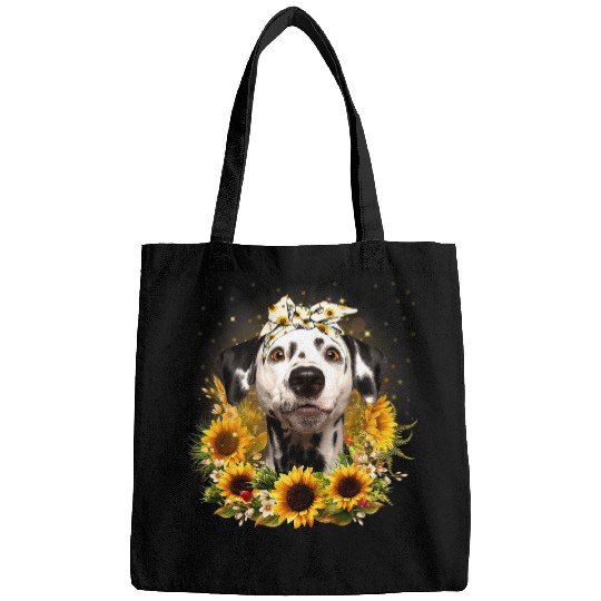 Dalmatian Sunflower Dalmatian Mothers Day For Women Dalmatians Dog Bags