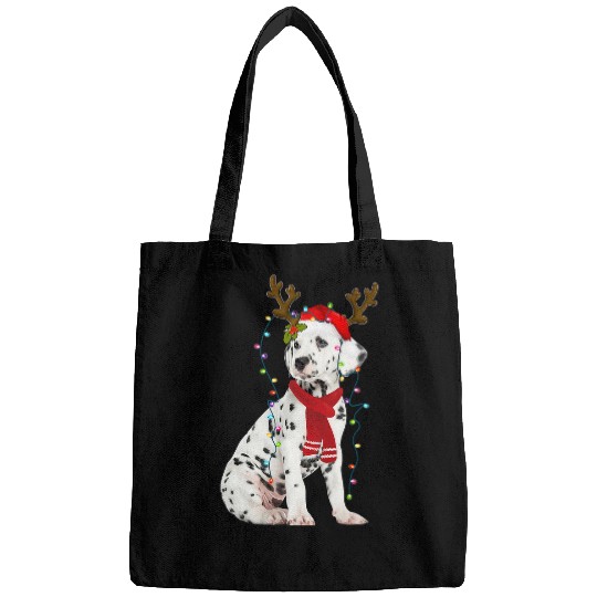 Dalmatian Santa Dalmatian Gorgeous Reindeer Light Christmas Lover 131 Dog Dog Lover Dalmatians Dog Bags