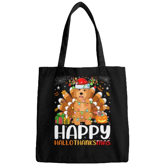 Dog Goldendoodle Halloween Christmas Happy Hallothanksmas Bags