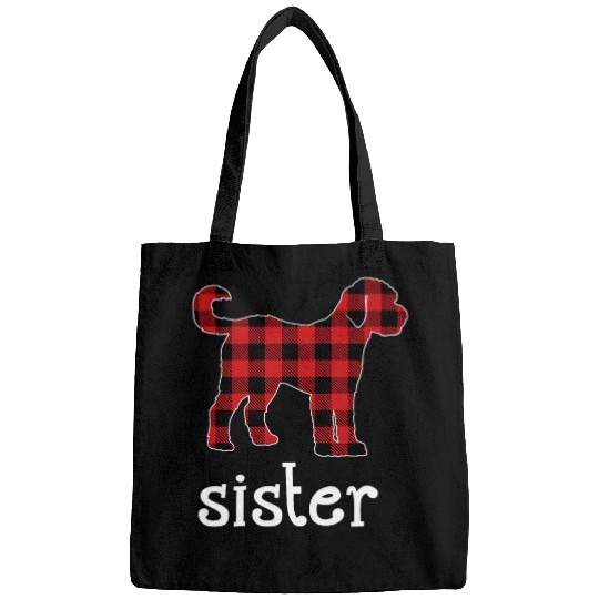 Dog Goldendoodle Sister Goldendoodle Dog Red Plaid Christmas Family Pajama Bags