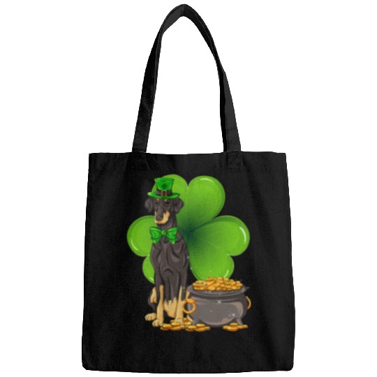 Dog Doberman St Patricks Day dobermann Shamrock Pet Dog Lover Bags