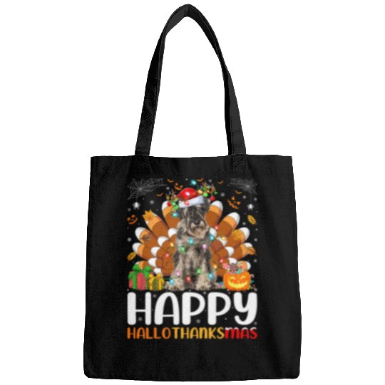 Dog Schnauzer Lover Halloween Christmas Happy Hallothanksmas Bags