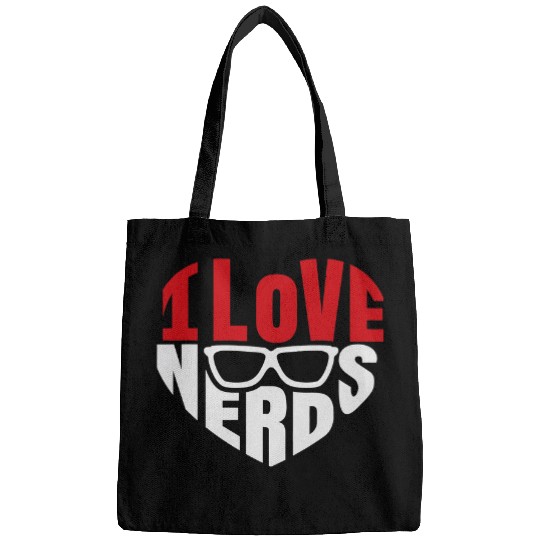 I love Nerds Nerdy Glasses Funny Humor Geek Quote Saying Bags