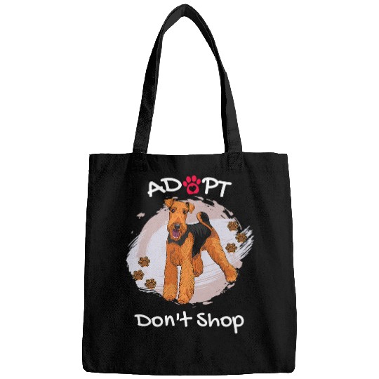 Dog Airedale Terrier Cute Airedale Terrier Dog Adopt Dont Shop Puppy Paws Art Bags