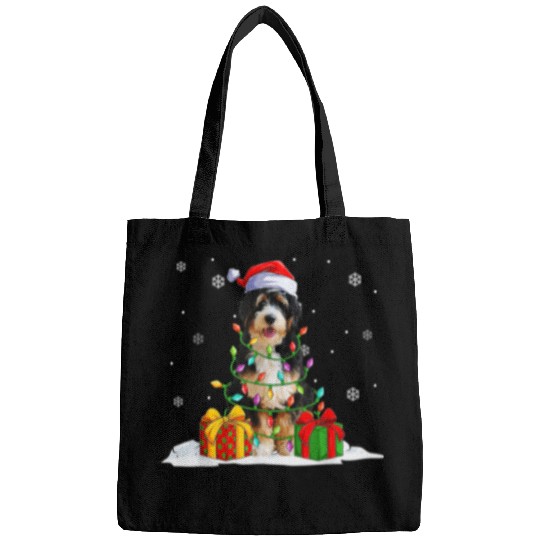 Bernedoodle Dog Tree Lights Christmas Men Women Kids Pajama Bags