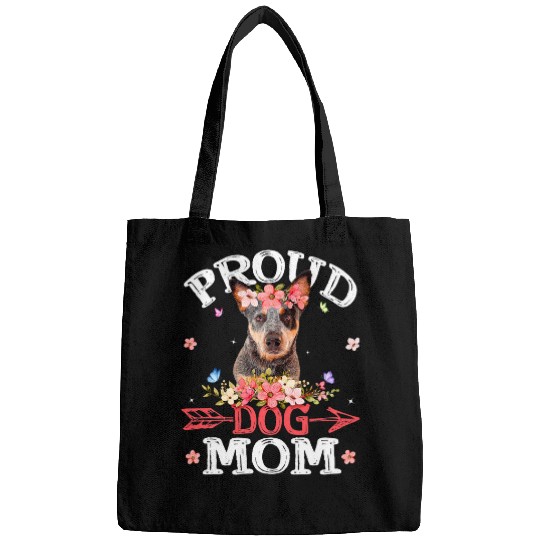 Cute Proud Australian Cattle Dog Mom Flowers Mothers Day Bags