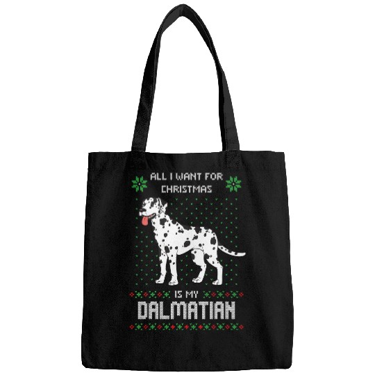 Dalmatian Ugly Christmas Sweater Ugly Sweater Dalmatian 145 Dog Dog Lover Dalmatians Dog Bags