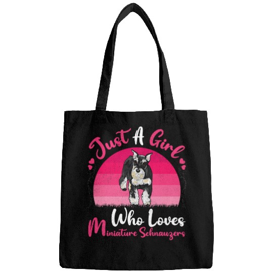 Dog Schnauzer vintages Dog Lover Just A Girl Who Loves Miniature Schnauzers Bags
