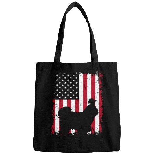 Dog Shih Tzu Dog USA Flag Patriotic 4th of July 737 paws Bags