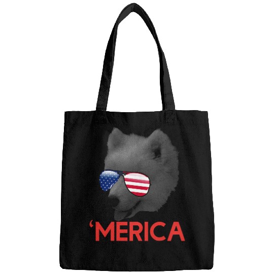 Dog Samoyed Merica samoyed American Flag 4th of July Bags