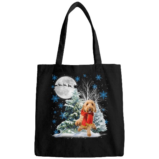 Dog Goldendoodle Under Moonlight Snow Christmas Pajama 82 Bags