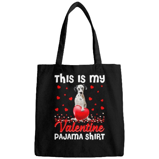 Dalmatian This Is My Dalmatian Valentines Hearts Puppy Lover 13 Dog Lover Dalmatians Dog Bags