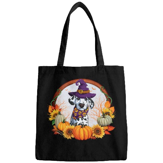 Dalmatian Fall Autumn Witch Dalmatian Halloween Costume Women Kids Dalmatians Dog Bags