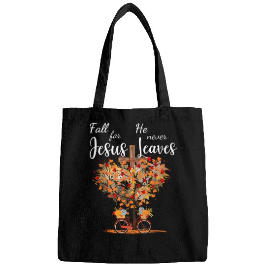 Christian Fall For Jesus He Never Leaves Christian Jesus Autumn Christ Bags