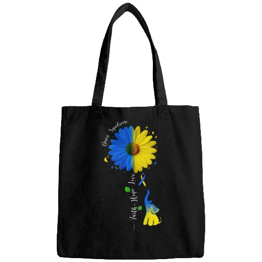 Faith Hope Love Down Syndromes Awareness Ribbon Yellow Blue 3 Bags