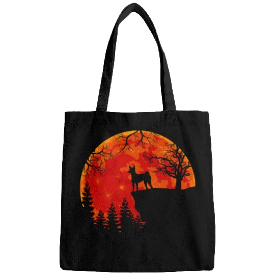 Dog Basenji And Moon Halloween 3 Bags