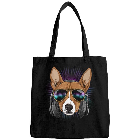Dog Basenji EDM House Music DJ African Basenji Music Lover Music Artist Bags
