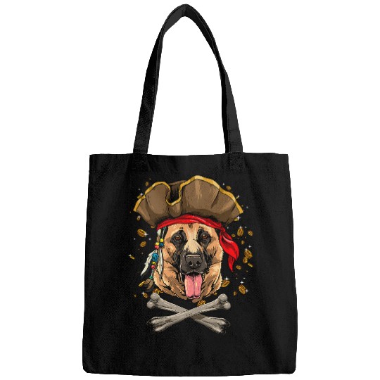 GSD Pirate Jolly Roger Flag Crossbones Dog German Shepherd Dog Dog Bags