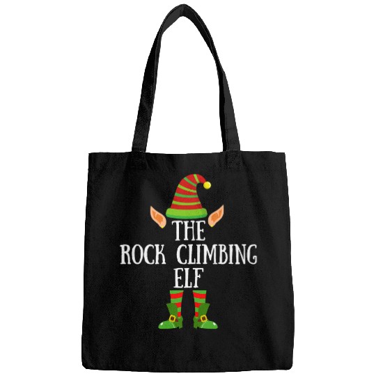 Climbing Climber Rock Climbing Elf Matching Family Group Christmas Pajama Climb Bags