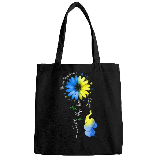 Faith Hope Love Down Syndromes Awareness Ribbon Yellow Blue 1 Bags