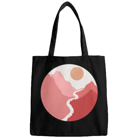 Abstract Light Pink Pastel Red Minimalist Boho Landscape Bags