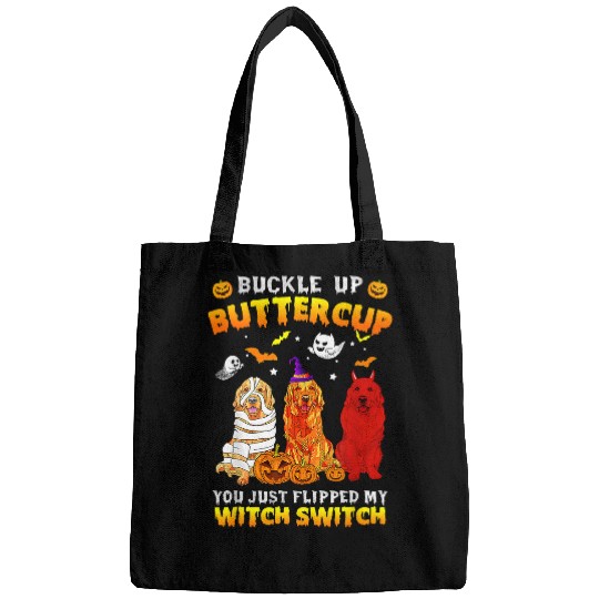 Goldie Buckle Up Buttercup You Just Flipped Witch golden retriever 244 Golden Retriever Dog Bags
