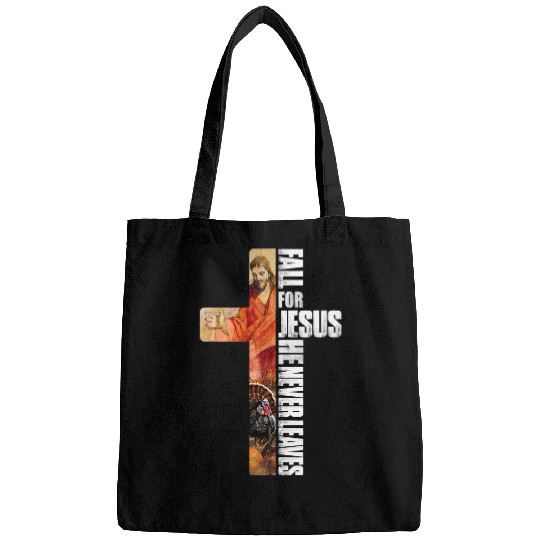 Christian Fall For Jesus He Never Leaves Cross Thanksgiving 1 Bibble Jesus Christ Bags