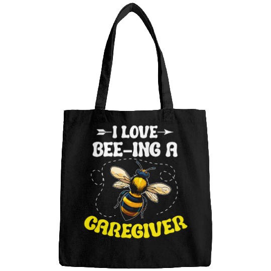I Love Beeing a Caregiver Support Worker Bumblebee Bags