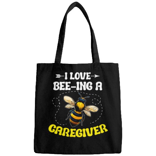 I Love Beeing a Caregiver Support Worker Bumblebee Bags